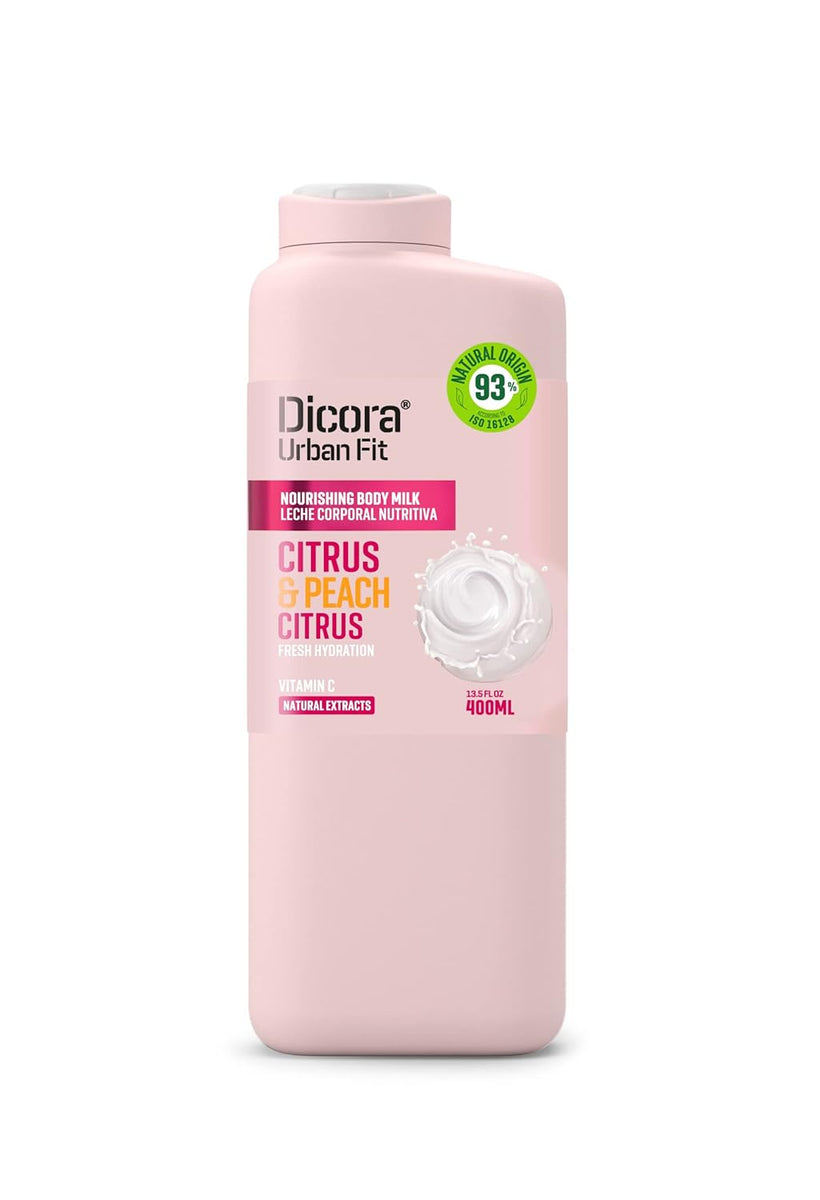 Lapte de corp cu vitamina C, citrice și piersică Dicora Urban Fit 400 ml