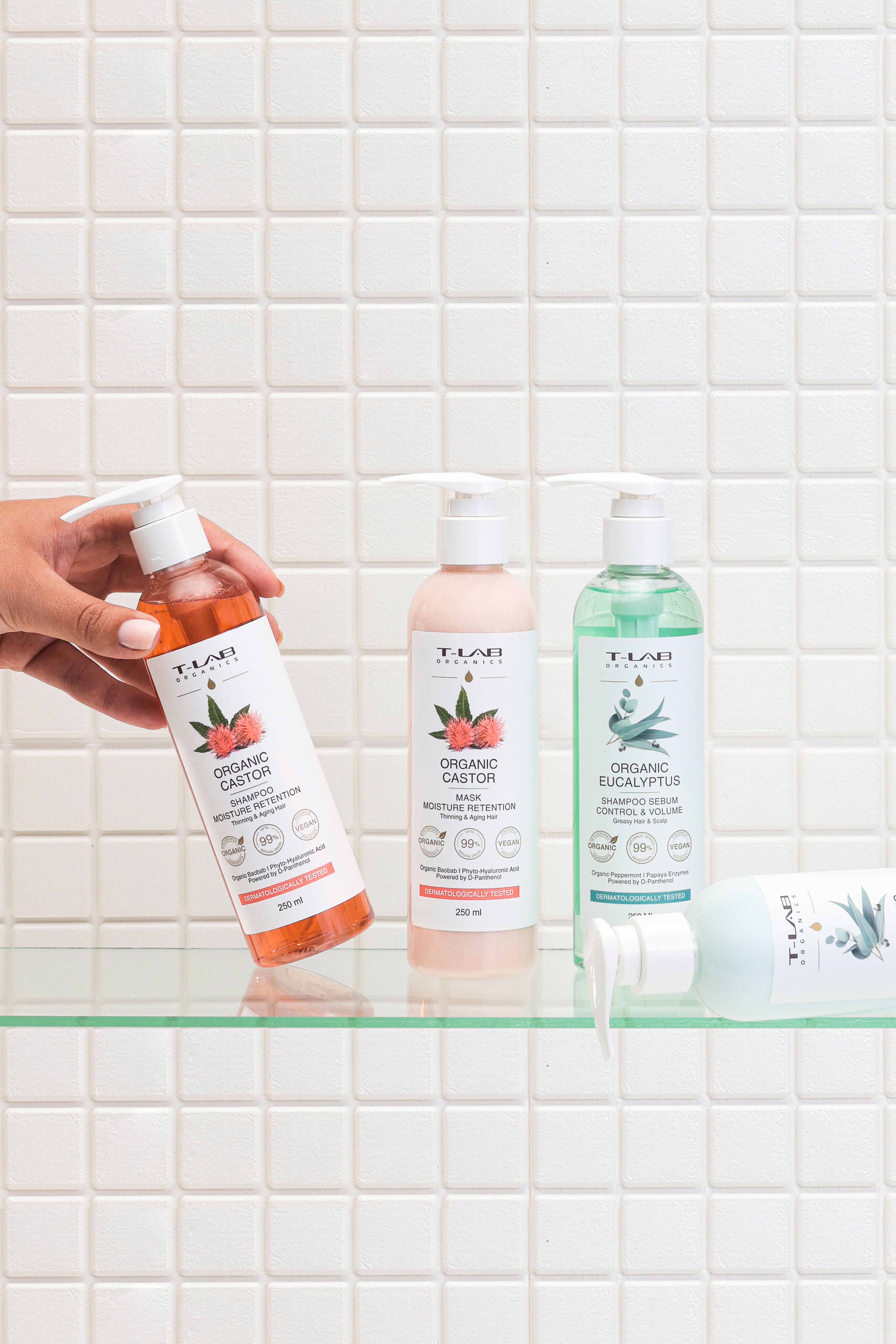 Set ingrijire par Sampon 250ml+Masca 250ml cu ricin organic pentru parul subtiat si degradat