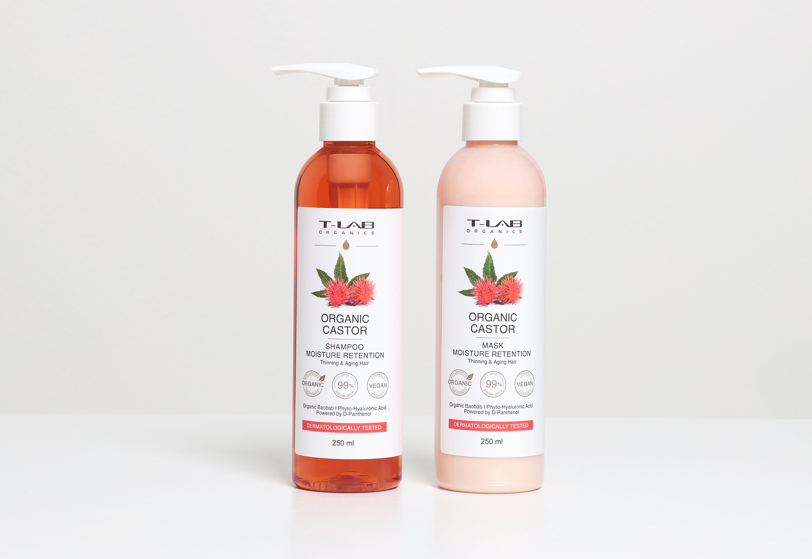 Set ingrijire par Sampon 250ml+Masca 250ml cu ricin organic pentru parul subtiat si degradat