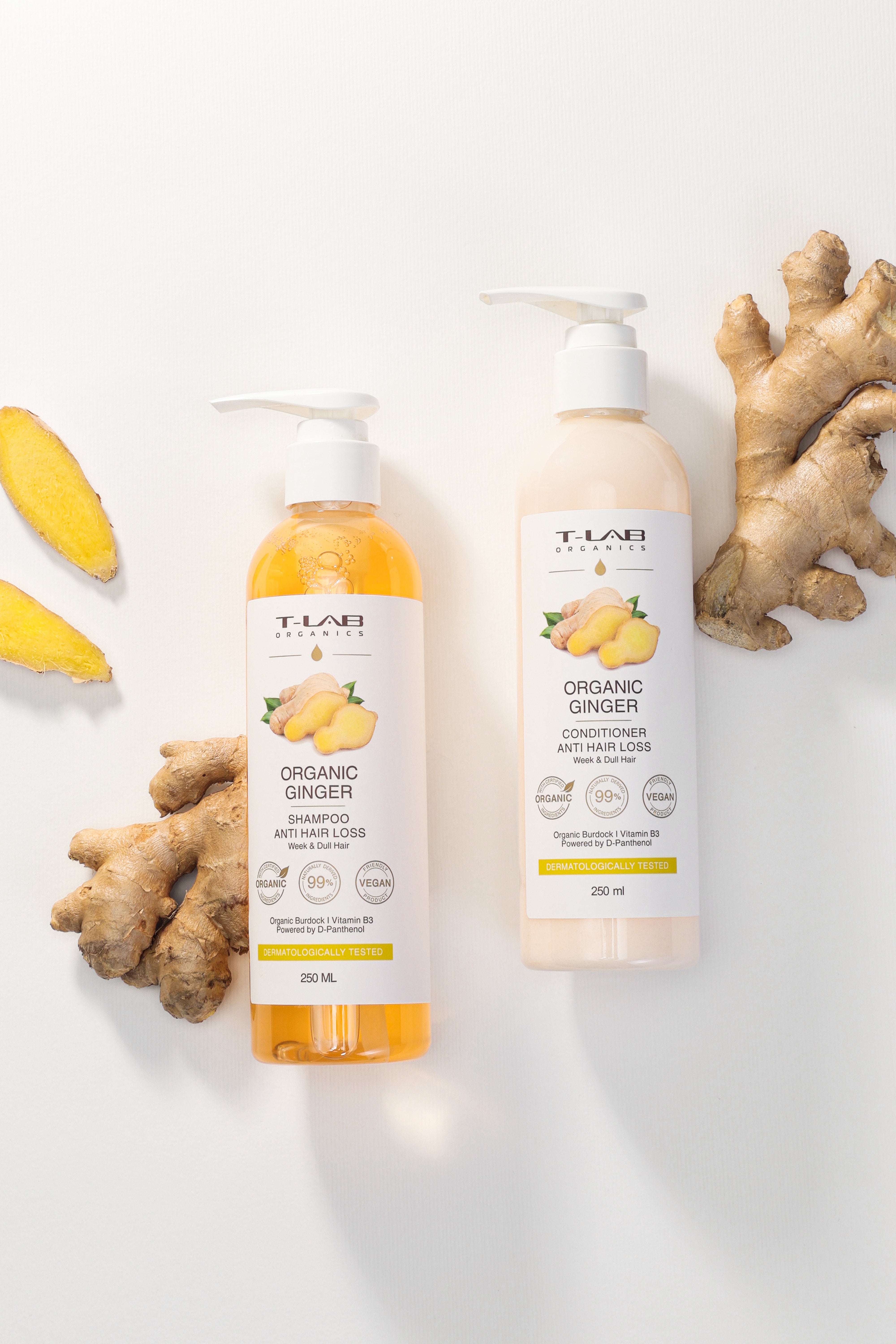 Set ingrijire par Sampon 250ml+Balsam 250ml  cu extract de ghimbir,pentru par fin