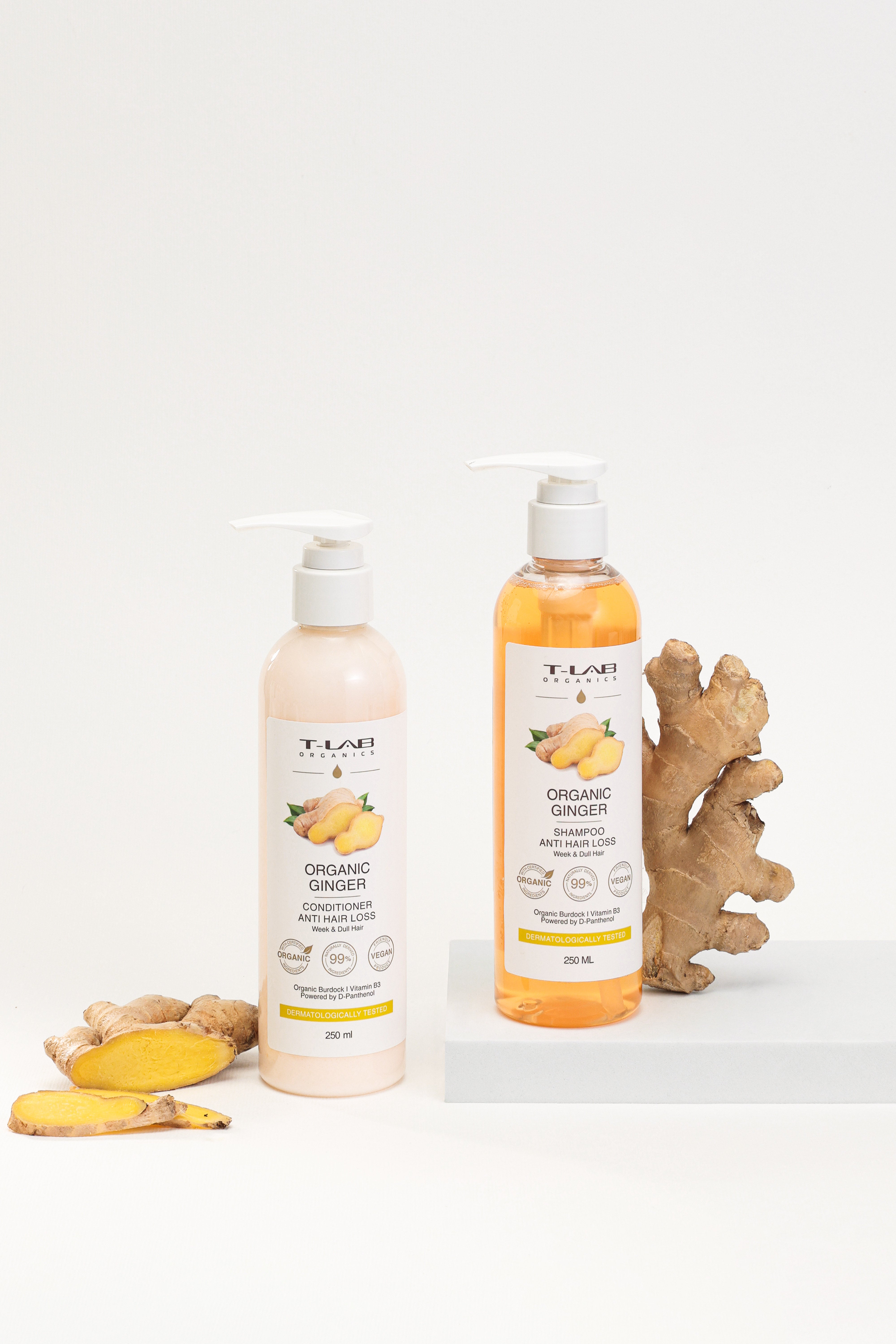 Set ingrijire par Sampon 250ml+Balsam 250ml  cu extract de ghimbir,pentru par fin